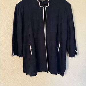 Ming Wang Dark Blue Blazer with White Accents